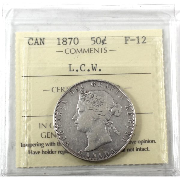 1870 LCW Canada 50-cents ICCS Certified F-12 Fashion