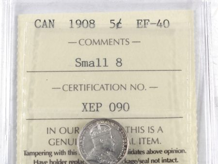 1908 Small 8 Canada 5-cents ICCS Certified EF-40 Supply