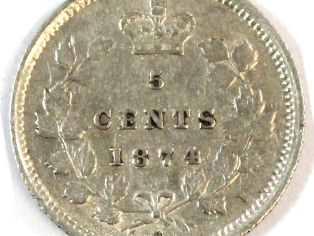 1874H Crosslet 4 Canada 5-cents EF-AU (EF-45) $ Supply