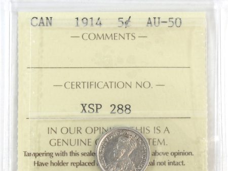 1914 Canada 5-cents ICCS Certified AU-50 on Sale