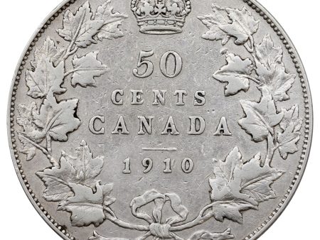 1910 Edwardian Leaves Canada 50-cents Very Fine (VF-20) $ Online Hot Sale