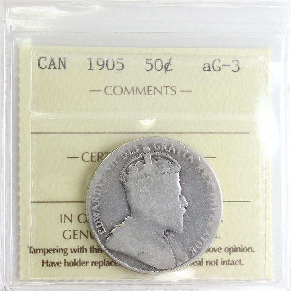 1905 Canada 50-cents ICCS Certified AG-3 Online Sale