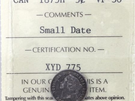 1875H Small Date Canada 5-cents ICCS Certified VF-30 (XYD 775) For Sale