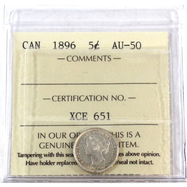 1896 Canada 5-cents ICCS Certified AU-50 Online Hot Sale