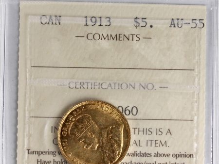 1913 Canada $5 Gold ICCS Certified AU-55 Online