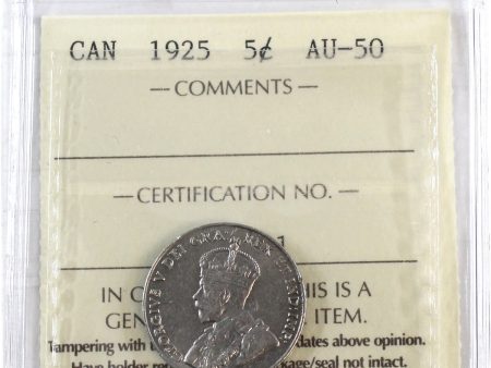 1925 Canada 5-cents ICCS Certified AU-50 Cheap