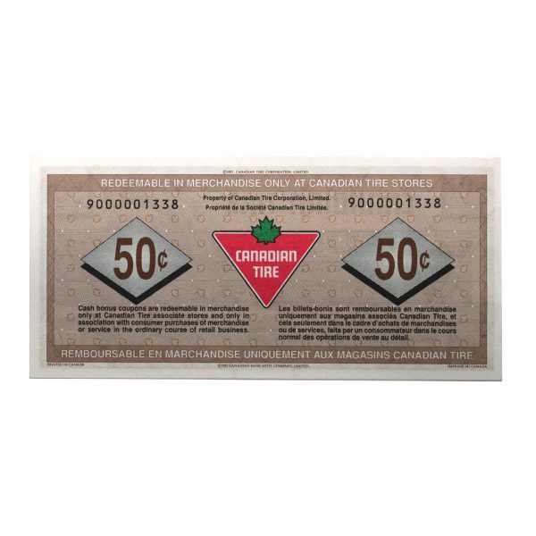 S15-Ea-90 Replacement 1992 Canadian Tire Coupon 50 Cents Uncirculated For Discount