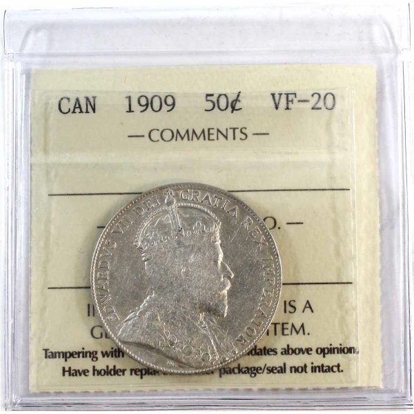 1909 Canada 50-cents ICCS Certified VF-20 Cheap