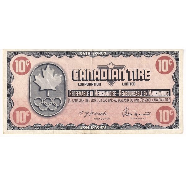 S5-C-LN 1976 Canadian Tire Coupon 10 Cents Extra Fine Cheap