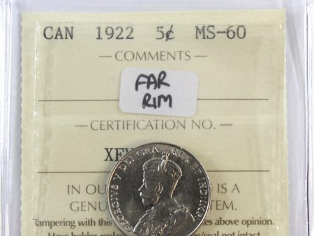 1922 Far Rim Canada 5-cents ICCS Certified MS-60 Online now