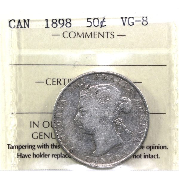 1898 Canada 50-cents ICCS Certified VG-8 on Sale