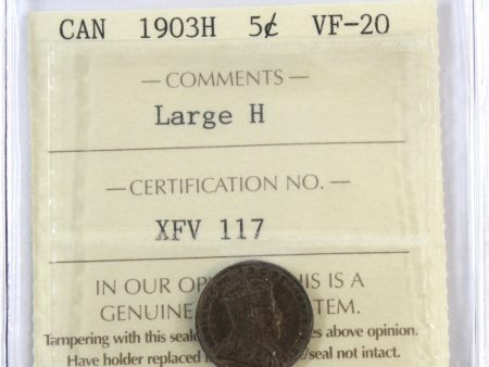 1903H Large H Canada 5-cents ICCS Certified VF-20 Hot on Sale