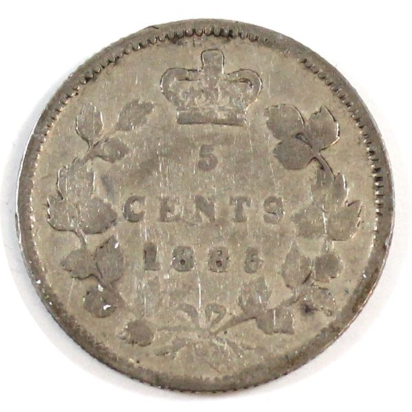 1885 Small 5 Over 5 Canada 5-cents Very Good (VG-8) $ Supply