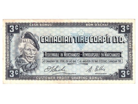 S1-A-A 1961 Canadian Tire Coupon 3 Cents Almost Uncirculated Fashion