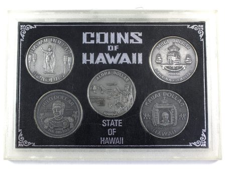 Set of 5x  Coins of Hawaii  Souvenir Dollars, 5Pcs in Holder (Some toning, case issues) For Sale