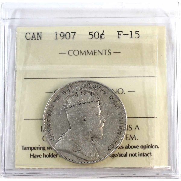 1907 Canada 50-cents ICCS Certified F-15 For Sale