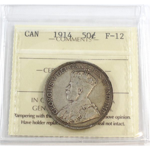 1914 Canada 50-cents ICCS Certified F-12 Sale