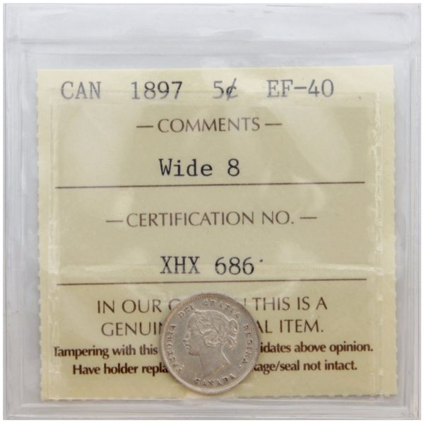 1897 Wide 8 Canada 5-cents ICCS Certified EF-40 Online Sale