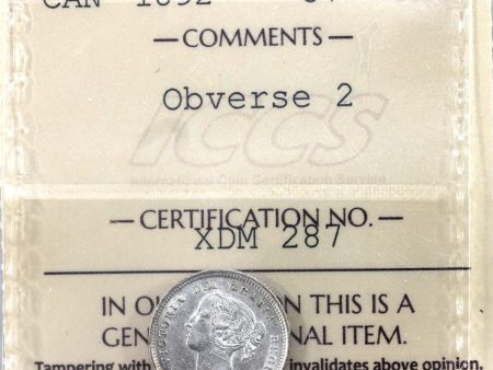 1892 Obverse 2 Canada 5-cents ICCS Certified AU-50 Hot on Sale