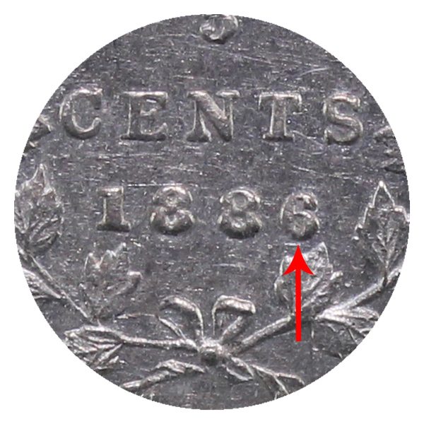 1886 Large 6 Canada 5-cents ICCS Certified EF-40 Supply