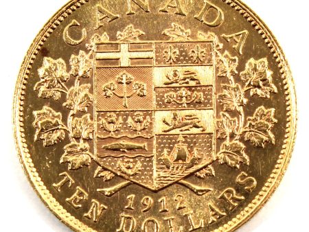 1912 Canada $10 Gold AU-UNC (AU-55) $ Discount