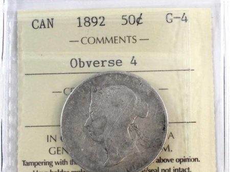 1892 Obv. 4 Canada 50-cents ICCS Certified G-4 Hot on Sale