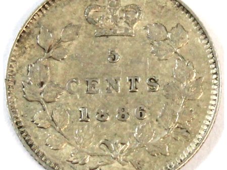 1886 Large 6 Canada 5-cents Extra Fine (EF-40) $ For Discount