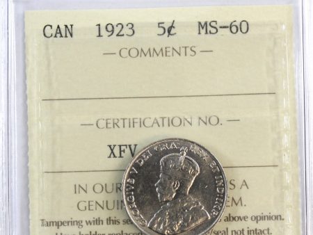 1923 Canada 5-cents ICCS Certified MS-60 Fashion