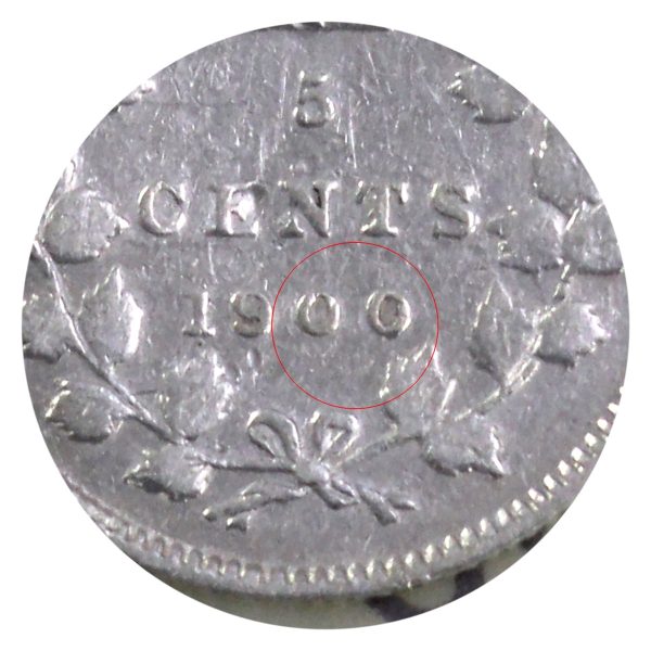 1900 Round O Canada 5-cents ICCS Certified F-12 Sale