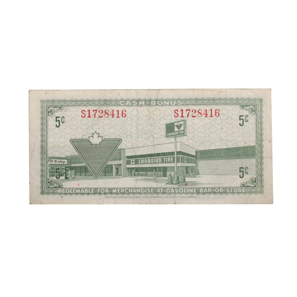 S3-B-S 1972 Canadian Tire Coupon 5 Cents F-VF For Discount