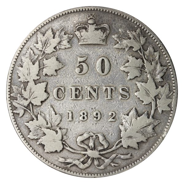 1892 Obv. 4 Canada 50-cents Fine (F-12) $ For Discount