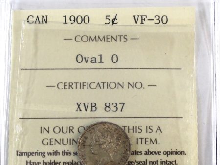 1900 Oval 0 s Canada 5-cents ICCS Certified VF-30 Online Sale