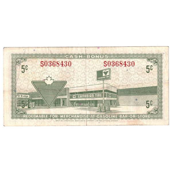 S2-B-S 1972 Canadian Tire Coupon 5 Cents Very Fine For Cheap