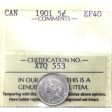 1901 Canada 5-cents ICCS Certified EF-40 Supply