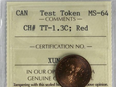 TT-1.3C Canada 1-cent Test Token ICCS Certified MS-64 Red Sale