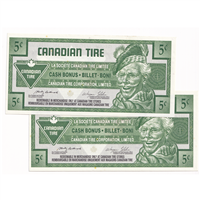 S27-Ba02-90 Replacement 2002 Canadian Tire Coupon 5 Cents Uncirculated (2 Notes) For Discount