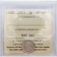 1915 Canada 5-cents ICCS Certified EF-40 Discount