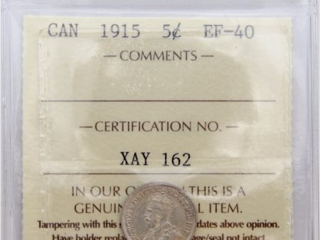 1915 Canada 5-cents ICCS Certified EF-40 Discount