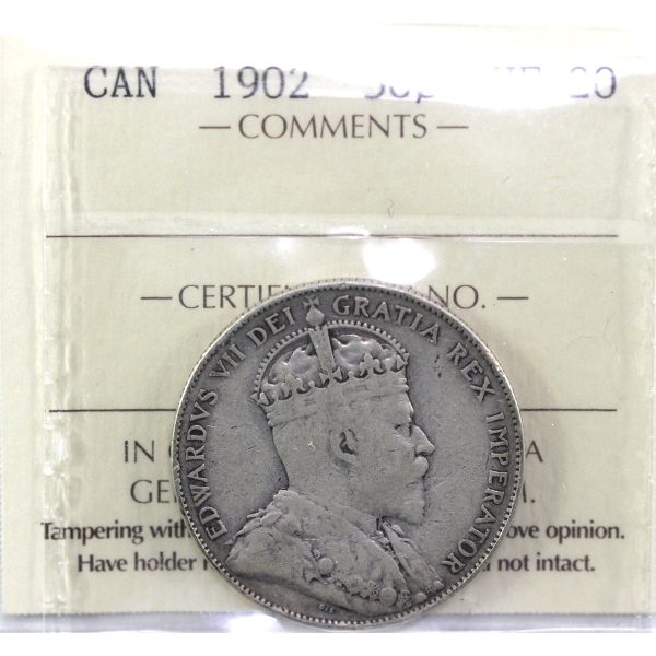 1902 Canada 50-cents ICCS Certified VF-20 For Cheap