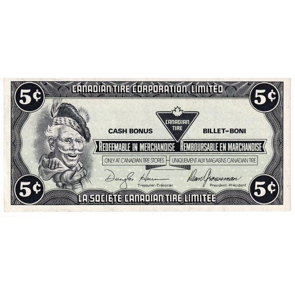 S9-B-AY2 Stretched # 1987 Canadian Tire Coupon 5 Cents Almost Uncirculated For Sale