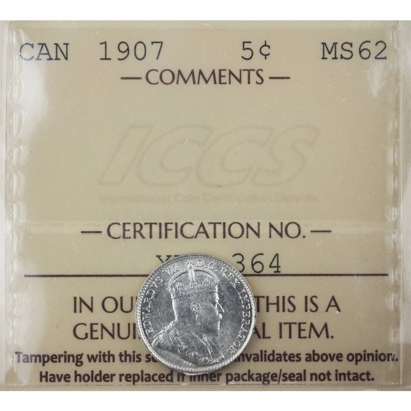 1907 Canada 5-cents ICCS Certified MS-62 (XVV 364) Online