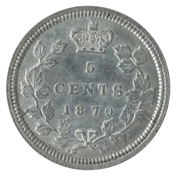 1870 Flat Border Canada 5-cents ICCS Certified AU-50 Online Sale