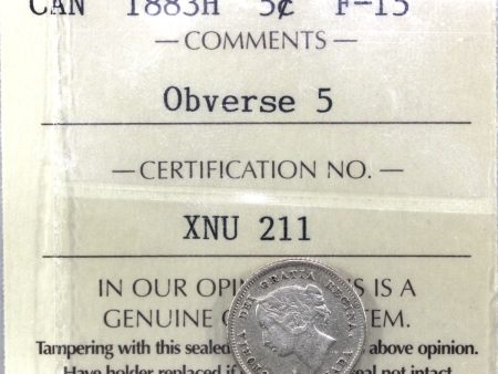 1883H Obv. 5 Canada 5-cents ICCS Certified F-15 Online