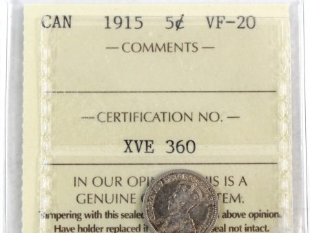 1915 Canada 5-cents ICCS Certified VF-20 Online Sale