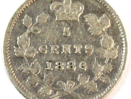 1886 Small 6 Repunched 1, 8, 6 Canada 5-cents Very Fine (VF-20) $ Sale