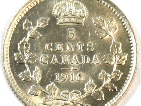 1916 Canada 5-cents UNC+ (MS-62) $ Supply