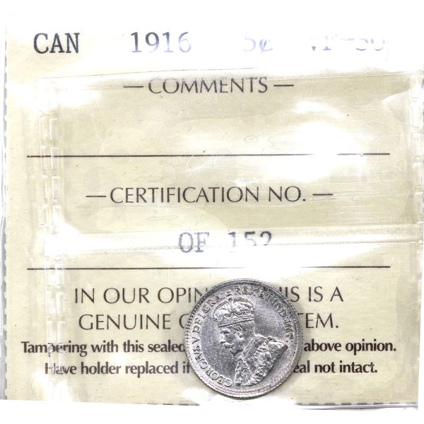 1916 Canada 5-cents ICCS Certified VF-30 Online