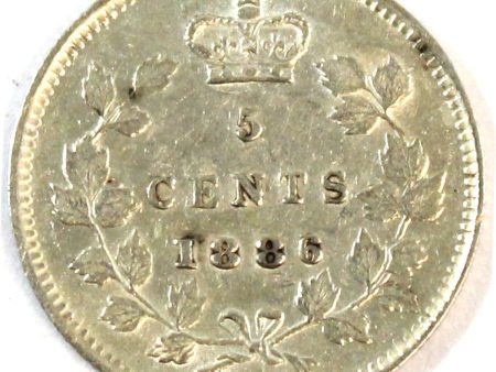 1886 Small 6 Canada 5-cents Almost Uncirculated (AU-50) $ on Sale