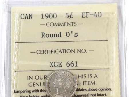 1900 Round O s Canada 5-cents ICCS Certified EF-40 Online Hot Sale