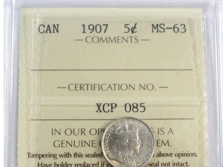 1907 Canada 5-cents ICCS Certified MS-63 Online Sale